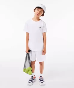 Lacoste Jungenkleidung>Atmungsaktives Jungen T-Shirt Sport Weis 001