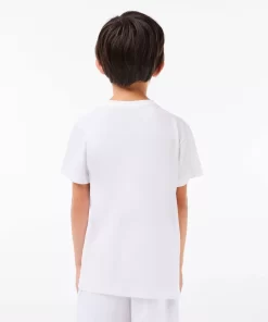 Lacoste Jungenkleidung>Atmungsaktives Jungen T-Shirt Sport Weis 001