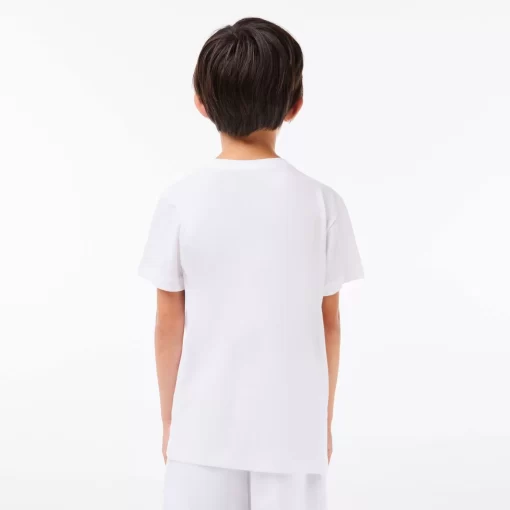 Lacoste Jungenkleidung>Atmungsaktives Jungen T-Shirt Sport Weis 001