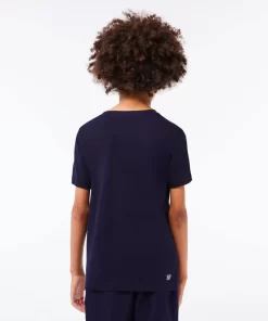 Lacoste Jungenkleidung>Atmungsaktives Jungen T-Shirt Sport Navy Blau 166