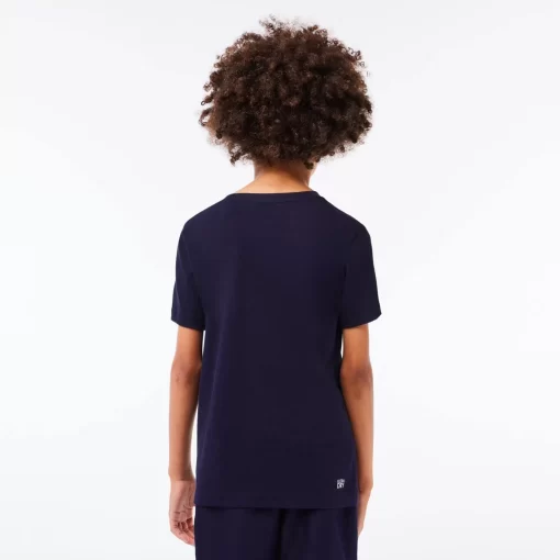 Lacoste Jungenkleidung>Atmungsaktives Jungen T-Shirt Sport Navy Blau 166