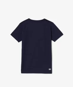 Lacoste Jungenkleidung>Atmungsaktives Jungen T-Shirt Sport Navy Blau 166