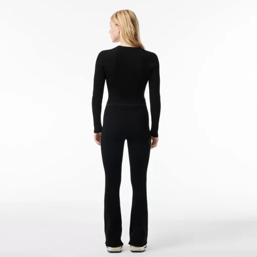 Lacoste Sportbekleidung>Ausgestellte Leggings Aus Gerippter Strickware Schwarz 031