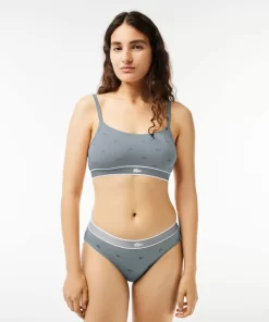 Lacoste Unterwäsche & Loungewear>Bandeau-Bralette Mit Mini Croc Grau / Blau Iyv