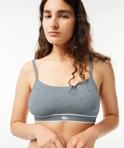 Lacoste Unterwäsche & Loungewear>Bandeau-Bralette Mit Mini Croc Grau / Blau Iyv