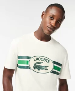 Lacoste T-Shirts>Baumwoll T-Shirt Mit Monogramm-Aufdruck Weis 70V