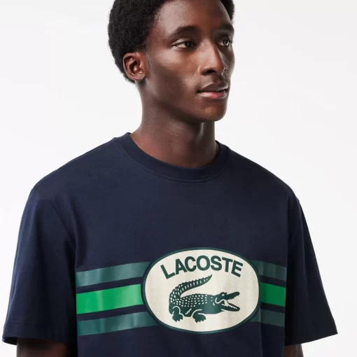 Lacoste T-Shirts>Baumwoll T-Shirt Mit Monogramm-Aufdruck Navy Blau 166