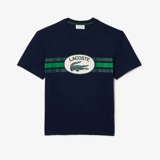 Lacoste T-Shirts>Baumwoll T-Shirt Mit Monogramm-Aufdruck Navy Blau 166