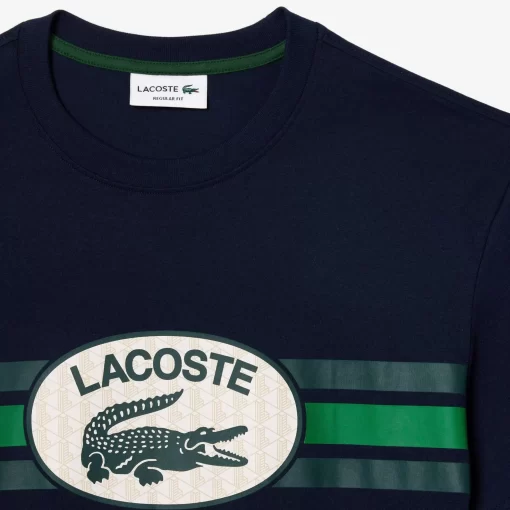 Lacoste T-Shirts>Baumwoll T-Shirt Mit Monogramm-Aufdruck Navy Blau 166