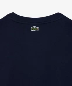 Lacoste T-Shirts>Baumwoll T-Shirt Mit Monogramm-Aufdruck Navy Blau 166