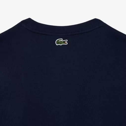 Lacoste T-Shirts>Baumwoll T-Shirt Mit Monogramm-Aufdruck Navy Blau 166