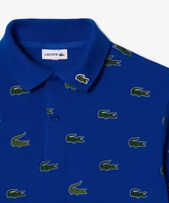 Lacoste Mädchenkleidung>Baumwoll-Poloshirt Mit Aufdruck Kobaltblau Jq0