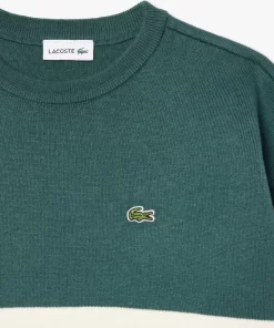 Lacoste Mädchenkleidung>Baumwollpullover Mit Kontraststreifen Dunkelgrun / Weis Qi0