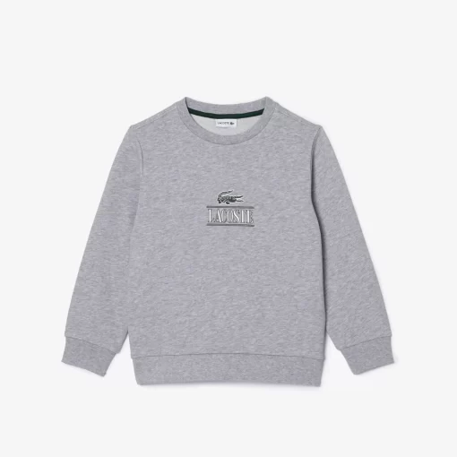 Lacoste Jungenkleidung>Baumwoll-Sweatshirt Mit Kultigem Aufdruck Heidekraut Grau Cca