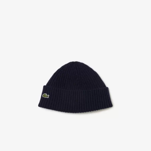 Lacoste Accessoires>Beanie Aus Gerippter Strickware Navy Blau 166