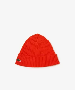 Lacoste Accessoires>Beanie Aus Gerippter Strickware Orange Sji