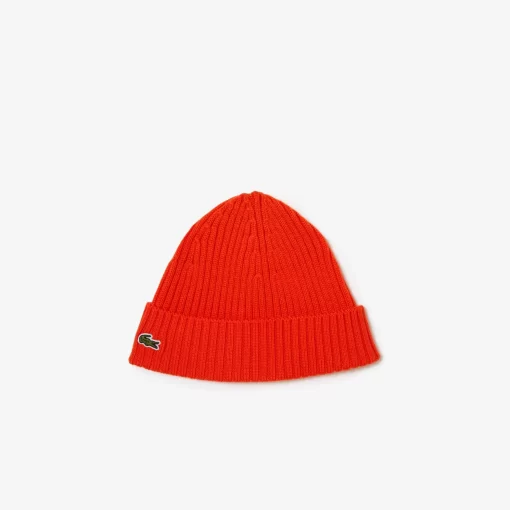 Lacoste Accessoires>Beanie Aus Gerippter Strickware Orange Sji