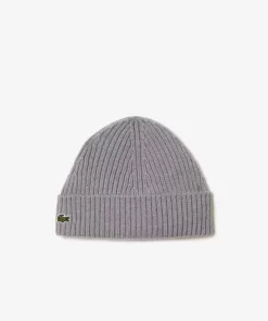 Lacoste Accessoires>Beanie Aus Gerippter Strickware Heidekraut Grau Cca