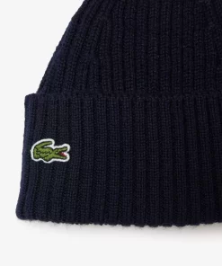 Lacoste Accessoires>Beanie Aus Gerippter Strickware Navy Blau 166