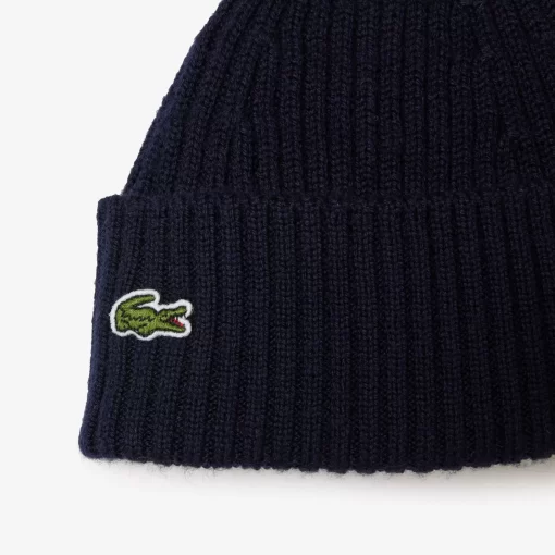 Lacoste Accessoires>Beanie Aus Gerippter Strickware Navy Blau 166