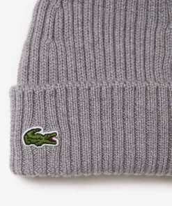 Lacoste Accessoires>Beanie Aus Gerippter Strickware Heidekraut Grau Cca