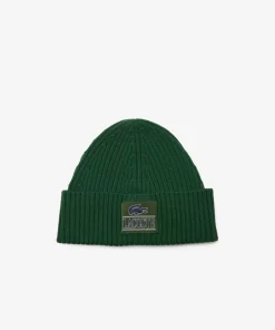 Lacoste Mutzen>Beanie Aus Gerippter Wolle Mit Aufnaher Grun 132