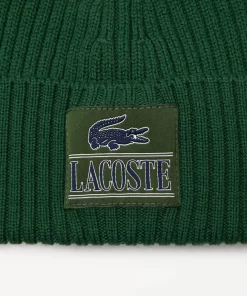 Lacoste Mutzen>Beanie Aus Gerippter Wolle Mit Aufnaher Grun 132