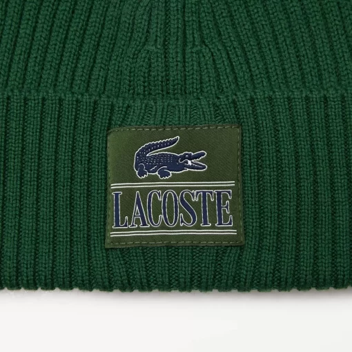 Lacoste Mutzen>Beanie Aus Gerippter Wolle Mit Aufnaher Grun 132