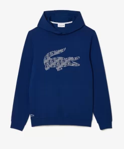 Lacoste Unterwäsche & Loungewear>Bedruckter Lounge-Hoodie Navy Blau / Weis H6B