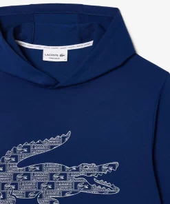 Lacoste Unterwäsche & Loungewear>Bedruckter Lounge-Hoodie Navy Blau / Weis H6B