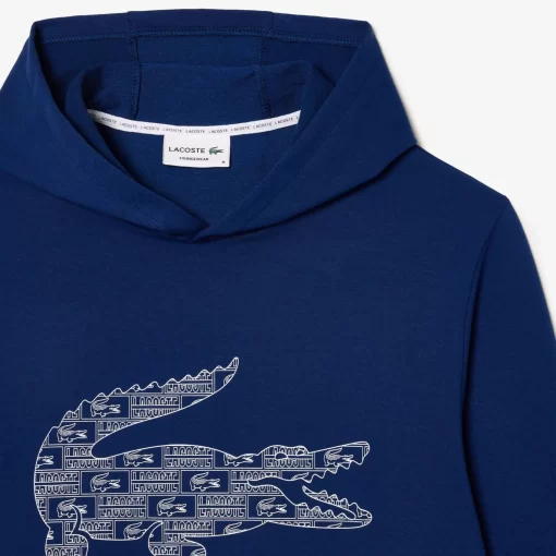 Lacoste Unterwäsche & Loungewear>Bedruckter Lounge-Hoodie Navy Blau / Weis H6B