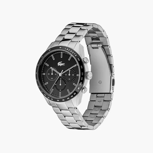 Lacoste Uhren>Boston Chronograph Schwarz Mit Edelstahl-Band. Silber 000