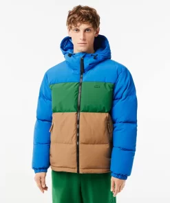 Lacoste Jacken & Mäntel>Colourblock Daunen-Kapuzenjacke Blau / Grun / Braun Nij