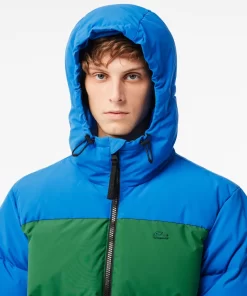 Lacoste Jacken & Mäntel>Colourblock Daunen-Kapuzenjacke Blau / Grun / Braun Nij