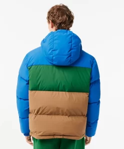 Lacoste Jacken & Mäntel>Colourblock Daunen-Kapuzenjacke Blau / Grun / Braun Nij