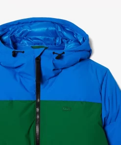 Lacoste Jacken & Mäntel>Colourblock Daunen-Kapuzenjacke Blau / Grun / Braun Nij