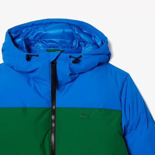 Lacoste Jacken & Mäntel>Colourblock Daunen-Kapuzenjacke Blau / Grun / Braun Nij