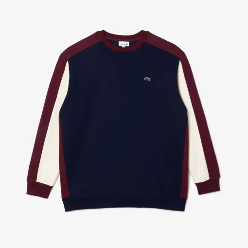 Lacoste Sweatshirts>Colourblock Sweatshirt - Ubergrose - Weit Navy Blau / Burgunder / Weis Pig