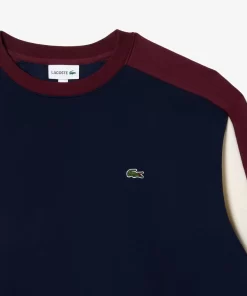 Lacoste Sweatshirts>Colourblock Sweatshirt - Ubergrose - Weit Navy Blau / Burgunder / Weis Pig