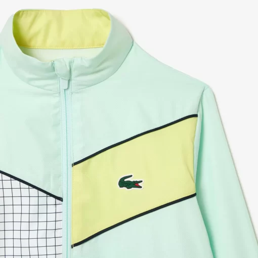 Lacoste Jungenkleidung>Colourblock Tennis-Trainingsanzug Grun / Weis / Neongelb / Navy Blau Lis