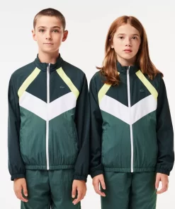 Lacoste Mädchenkleidung>Colourblock-Jacke Aus Recycelten Fasern Grun / Neongelb / Weis / Dunkelgrun Nti