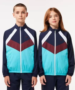 Lacoste Mädchenkleidung>Colourblock-Jacke Aus Recycelten Fasern Navy Blau / Weis / Burgunder / Blau P1I