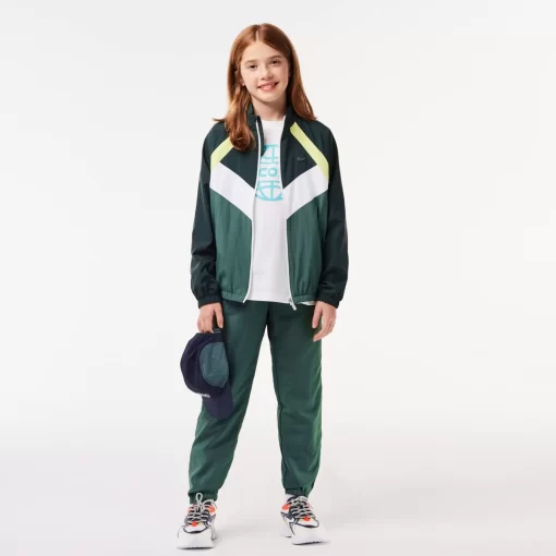 Lacoste Mädchenkleidung>Colourblock-Jacke Aus Recycelten Fasern Grun / Neongelb / Weis / Dunkelgrun Nti