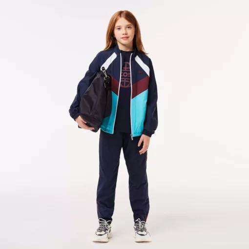 Lacoste Mädchenkleidung>Colourblock-Jacke Aus Recycelten Fasern Navy Blau / Weis / Burgunder / Blau P1I