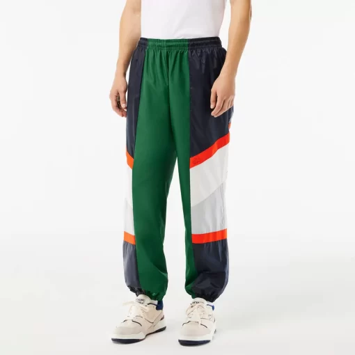 Lacoste Hosen & Shorts>Colourblock-Trainings-Hosen Aus Material-Mix Grun / Weis Qiu