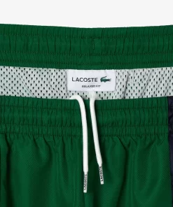 Lacoste Hosen & Shorts>Colourblock-Trainings-Hosen Aus Material-Mix Grun / Weis Qiu