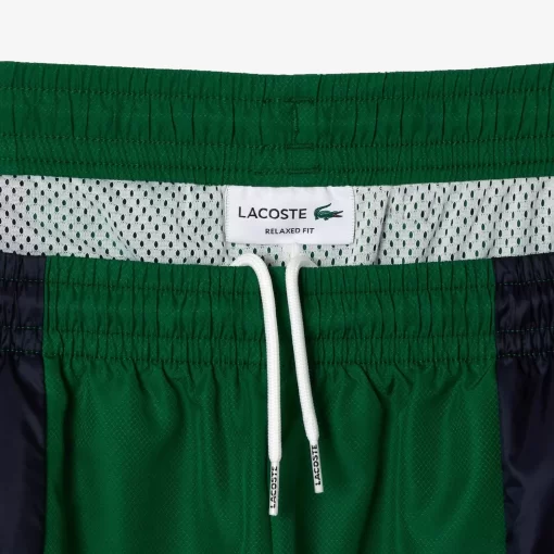 Lacoste Hosen & Shorts>Colourblock-Trainings-Hosen Aus Material-Mix Grun / Weis Qiu