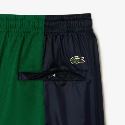 Lacoste Hosen & Shorts>Colourblock-Trainings-Hosen Aus Material-Mix Grun / Weis Qiu