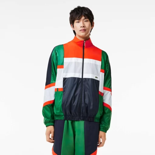 Lacoste Jacken & Mäntel>Colourblock-Trainings-Jacke Aus Material-Mix Grun / Weis Qiu