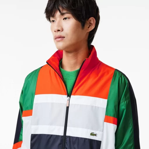 Lacoste Jacken & Mäntel>Colourblock-Trainings-Jacke Aus Material-Mix Grun / Weis Qiu